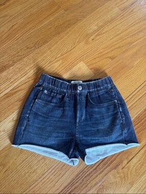 rag & bone Miramar cotton terry Dark Indigo Rolled Cuff  Shorts denim printed